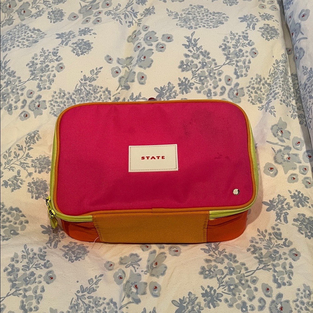 STATE Vibrant Pink and Orange Lunch Cooler